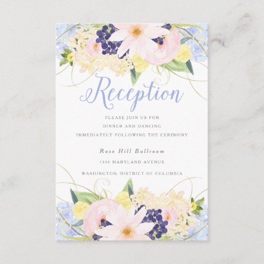 Floral lente bruiloft receptie informatiekaartje (Voorkant)