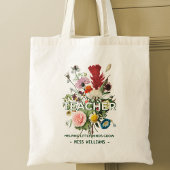 Floral leraar waardering tote bag