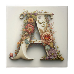 Floral Letter A Tegeltje