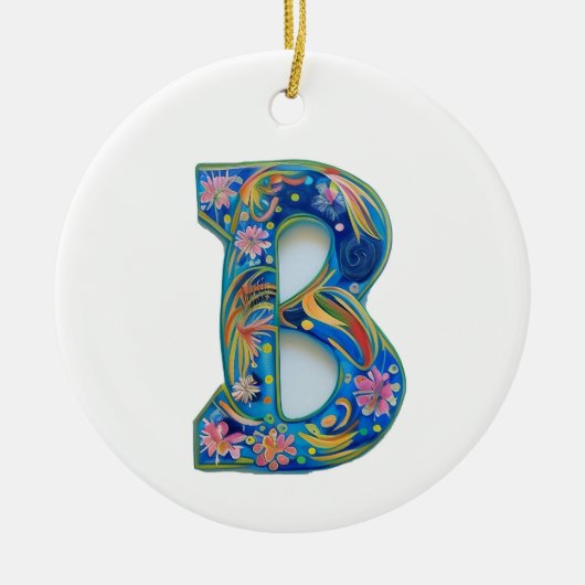 Floral Letter B Keramisch Ornament (Voorkant)