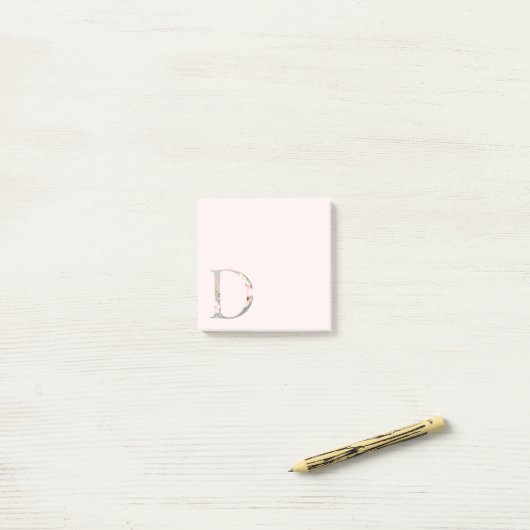 Floral Letter "D" Monogram Post-it Notes (Op bureau)
