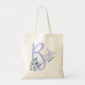 Floral Letter Dusty Blue Personalized Bride Tote Bag (Voorkant)