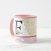 Floral Letter F – Personalized with Name Coffe Mug (Devant gauche)