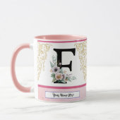 Floral Letter F – Personalized with Name Coffe Mug Mok (Links)