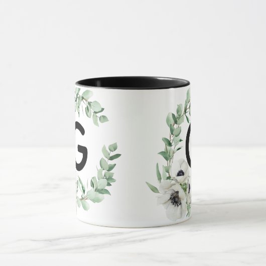 Floral Letter G Initial Coffee Mug (Centre)