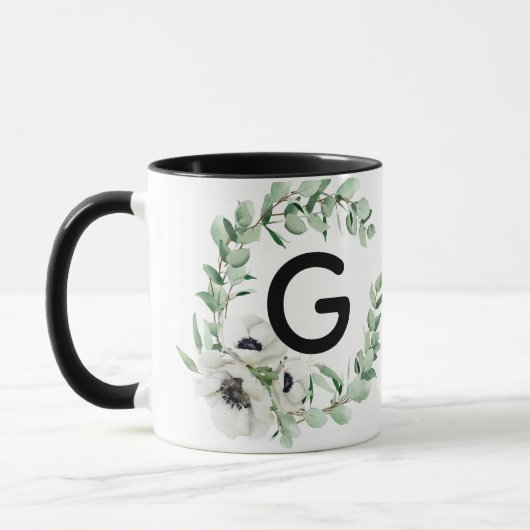 Floral Letter G Initial Coffee Mug (Gauche)