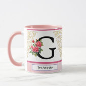 Floral Letter G Mug – Custom Name Monogram Cup (Gauche)