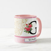 Floral Letter G Mug – Custom Name Monogram Cup Mok (Voorkant rechts)