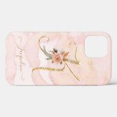 Floral Letter K Gold Script Monogram Waterverf Case-Mate iPhone Case (Achterkant (horizontaal))