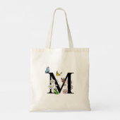 Floral Letter M Monogram Tote Bag (Achterkant)