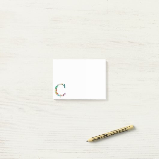 Floral Letter Monogram Initiaal - C Post-it® Notes (Op bureau)