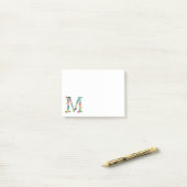Floral Letter Monogram Initiaal - M - Post-it® Notes (Op bureau)