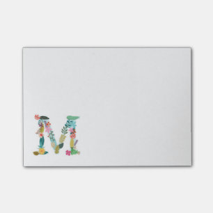 Floral Letter Monogram Initiaal - M - Post-it® Notes