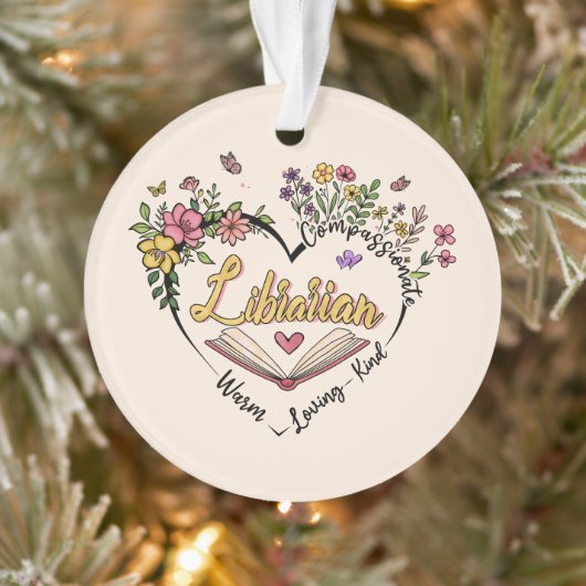 Floral Librarian Heart Ornament (Boom)