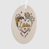 Floral Librarian Heart Ornament (voorkant)