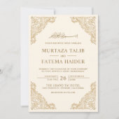 Floral Lijst Cream en Gold Islamic Muslim Weduwen Kaart (Voorkant)