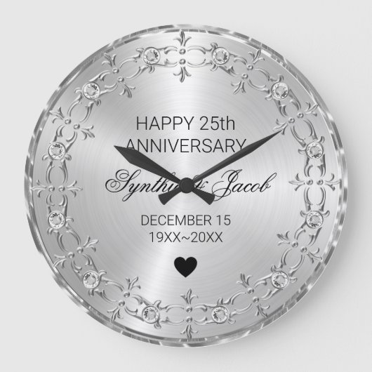 Floral Lijst Diamonds Grote Klok (Voorkant)