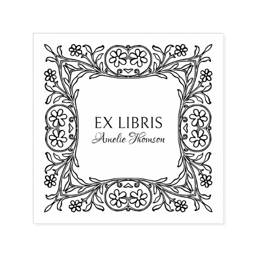 Floral Lijst Elegant Ex Libris Aangepast boek Zelfinktende Stempel (Design)