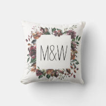 Floral Lijst Monogram Sierkussen