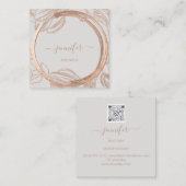 Floral Lijst QR Code Logo Gray Roos Royal Vierkante Visitekaartje (Voorkant / Achterkant)