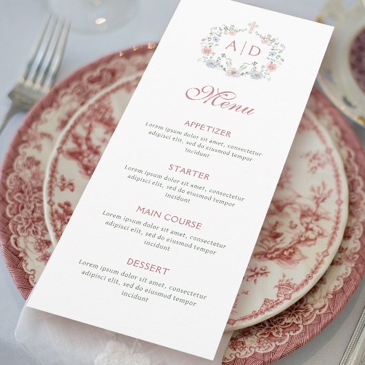 Floral Lijst Religious Wedding Monograms Menu