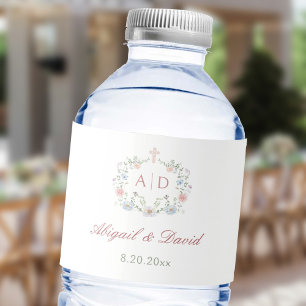 Floral Lijst Religious Wedding Monograms Waterfles Etiket