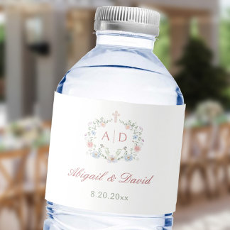 Floral Lijst Religious Wedding Monograms Waterfles Etiket