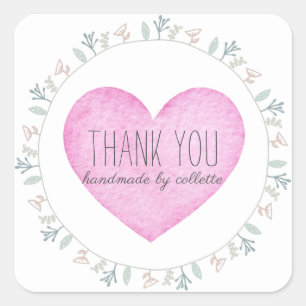 Floral Lijst Roze Hartelijk dank Vierkante Sticker