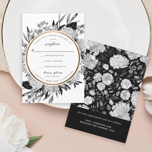 Floral Lijst RSVP Modern Black & White Waterverf