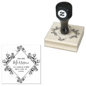 floral lijst scriptadres 	rubberstempel (Gestempeld)