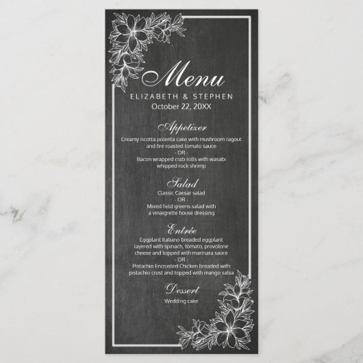 Floral Lijst Weddenschap Menu (Voorkant)