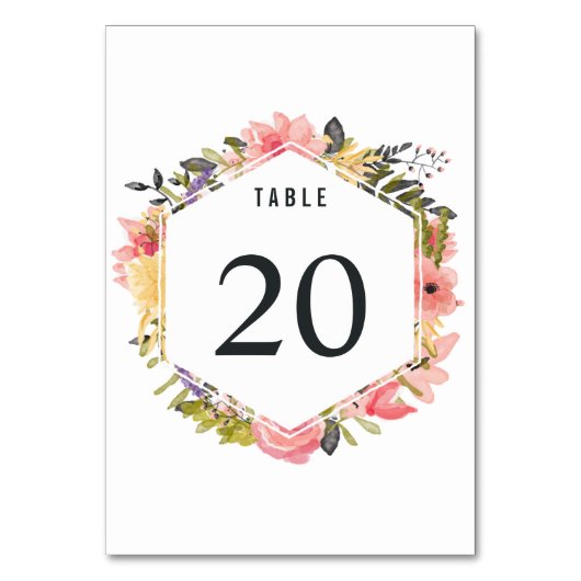 Floral Lijst Wedding Table Number Kaart (Voorkant)