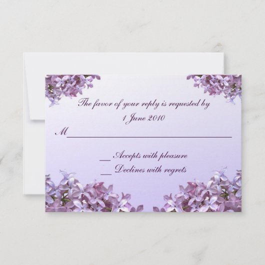 Floral Lila Flowers RSVP Wedding Kaartje (Voorkant)