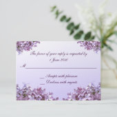 Floral Lila Flowers RSVP Wedding Kaartje (Staand voorkant)