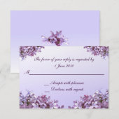 Floral Lila Flowers RSVP Wedding Kaartje (Voorkant / Achterkant)