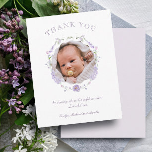 Floral Lila krans doop dank u kaart