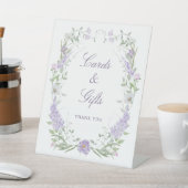 Floral Lila Lavendel Lijst Kaarten & Geschenken Reclamebord Met Voetstuk (Insitu)