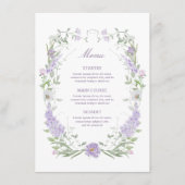 Floral Lila Lavendel Lijst Menu (Voorkant)