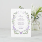 Floral Lila Lavendel Lijst Menu (Staand voorkant)