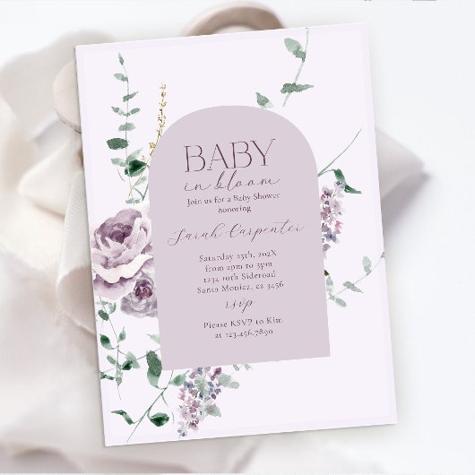 Floral Lilac en Baby shower de fleurs Invitation