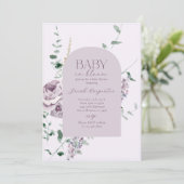 Floral Lilac en Baby shower de fleurs Invitation (Debout devant)
