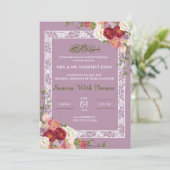 Floral Lilac Faire-part de mariage musulmane rose (Debout devant)