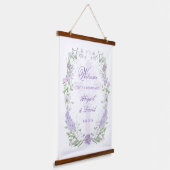 Floral Lilac Frame Religious Wedding Welcome Hangend Wandkleed (Gebogen)