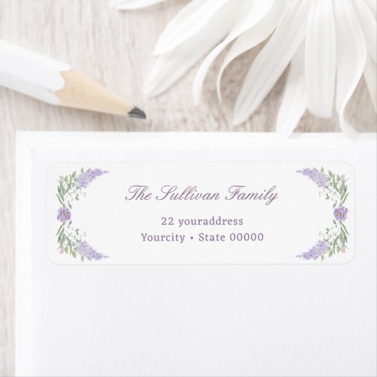 Floral Lilac Frame return address label (Insitu)