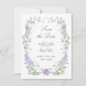 Floral Lilac Lavender Frame Wedding Save The Date (Devant)