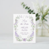 Floral Lilac Lavender Frame Wedding Save The Date (Debout devant)