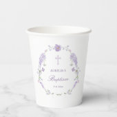 Floral Lilac Lavender Wreath Baptism Papieren Bekers (Achterkant)