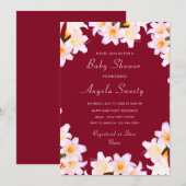 Floral Lilies Baby shower Modèle d'invitation (Devant / Derrière)