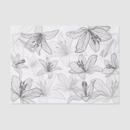 Floral Lilies Line Art Tissuepapier (Voorkant)