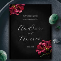 Floral Lilly Dark Gothic Bruiloft Save the Date